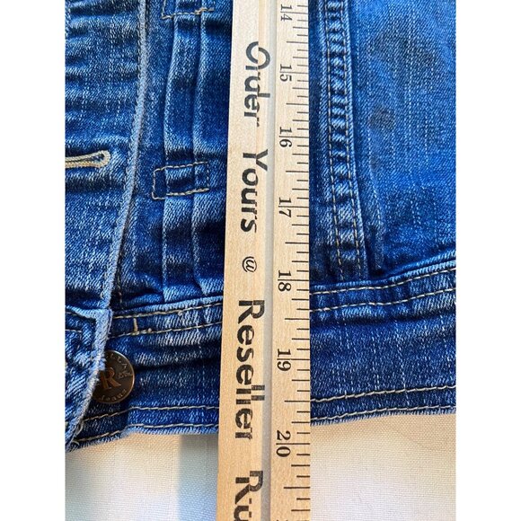 Rafaella Womens Denim Jacket Size 12 Stretch Button-Up Y2K Casual Cowgirl Grunge - Picture 8 of 11